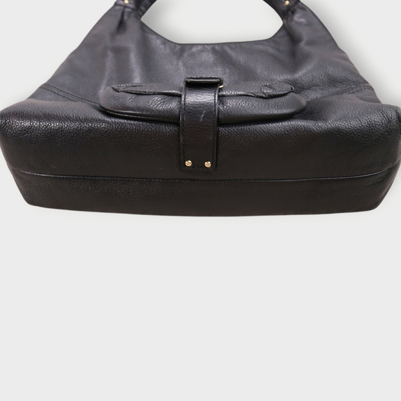 Vintage Michael Kors Austin Black Leather Buckle Hobo Bag with Scarf Accent - Picture 4 of 5